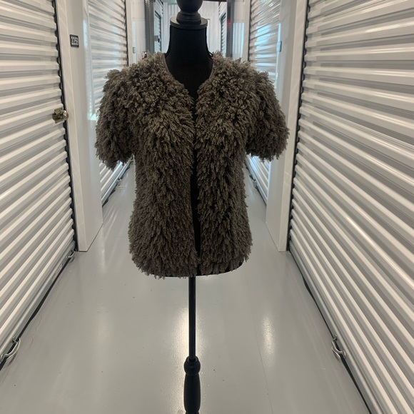 Copper Key Fluffy Grey Short Sleeve Jacket - Picture 1 of 8